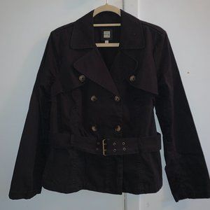 EUC $60 OLD NAVY Black Twill Cropped Trench Coat